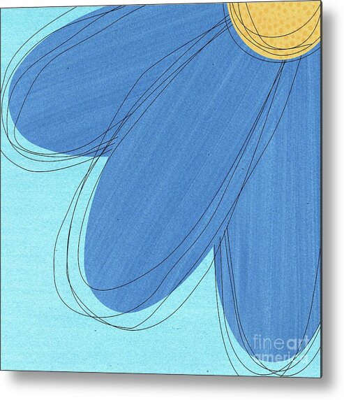 Watercolor Floral Metal Print featuring the mixed media Happy Blue Flower Abstract by Donna Mibus