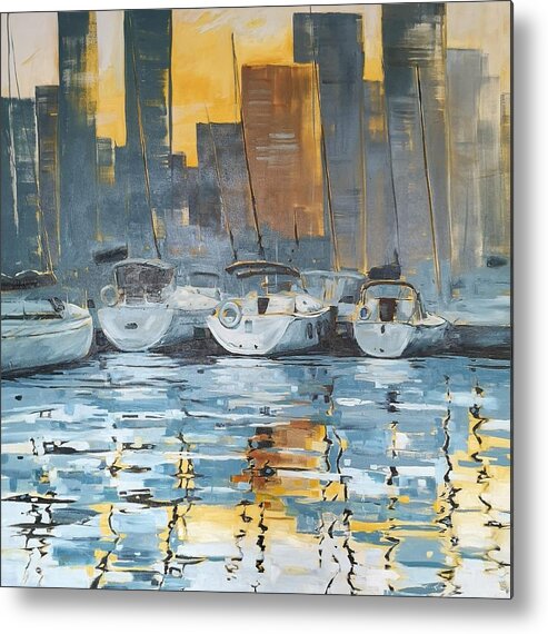 Harbour Metal Print featuring the painting Harbour by Sheila Romard