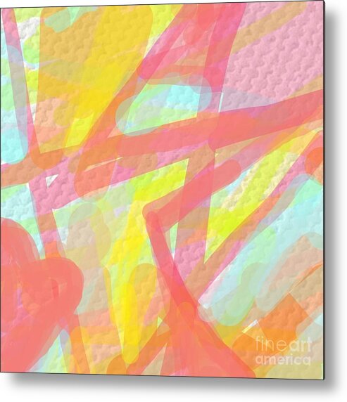 Happy Metal Print featuring the painting Heart in the corner - abstract by Vesna Antic