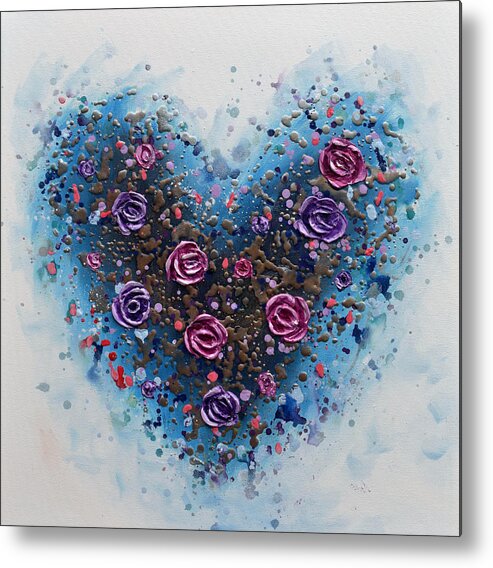 Heart Metal Print featuring the painting Heart of Roses by Amanda Dagg