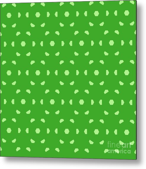 Pattern Metal Print featuring the painting Hexagon Pentagon Isometric Array Pattern in Light Apple And Grass Green n.2658 by Holy Rock Design