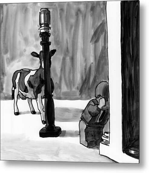 India Ink Metal Print featuring the painting Hide and seek by Tim Murphy