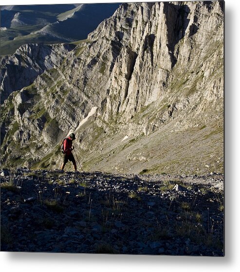 Shadow Metal Print featuring the photograph Hiker by MireXa