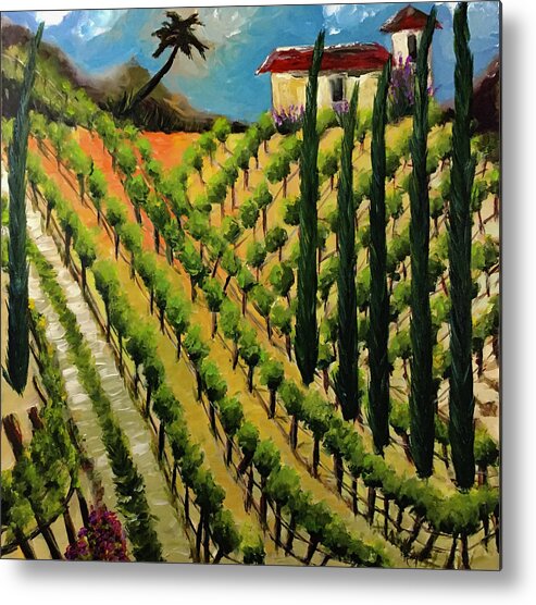Temecula Metal Print featuring the painting Hillside Vines Temecula by Roxy Rich