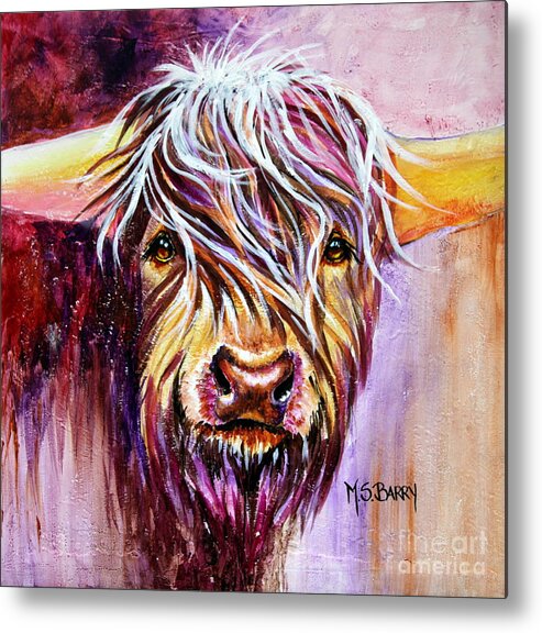 Cow Metal Print featuring the painting Holy Cow by Maria Barry