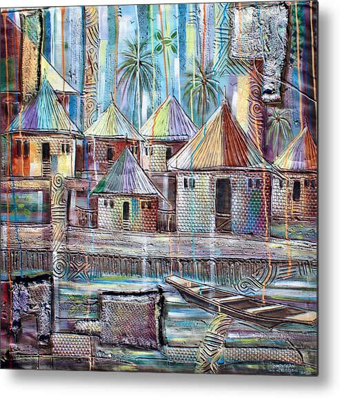 Africa Metal Print featuring the painting House of Patterns by Paul Gbolade Omidiran