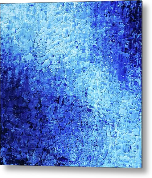 Hydrangea Metal Print featuring the painting HYDRANGEA FLOWERS Abstract in Blue and White by Lynnie Lang