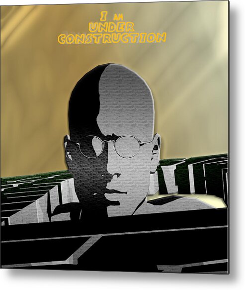 Digital Art Metal Print featuring the drawing I am Under Construction by Luc Van de Steeg