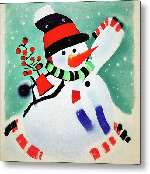 Snowman Metal Print featuring the digital art I don't care the winter cold by Tatiana Travelways