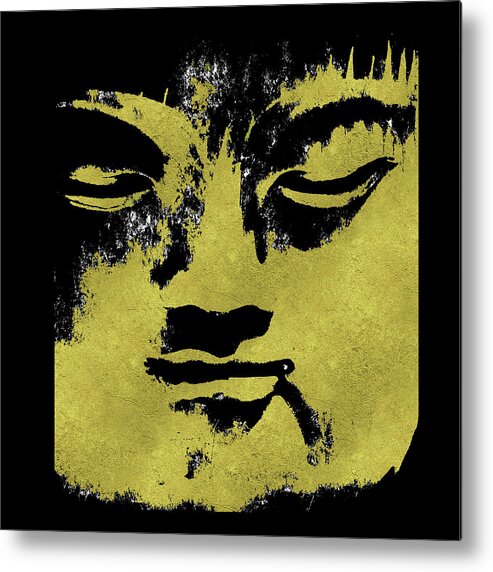 In The Shadow Of The Golden Buddha Metal Print featuring the mixed media In The Shadow of The Golden Buddha by Kandy Hurley