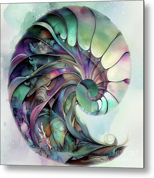 Nautilus Metal Print featuring the painting In the Wild Wild Sea I by Mindy Sommers