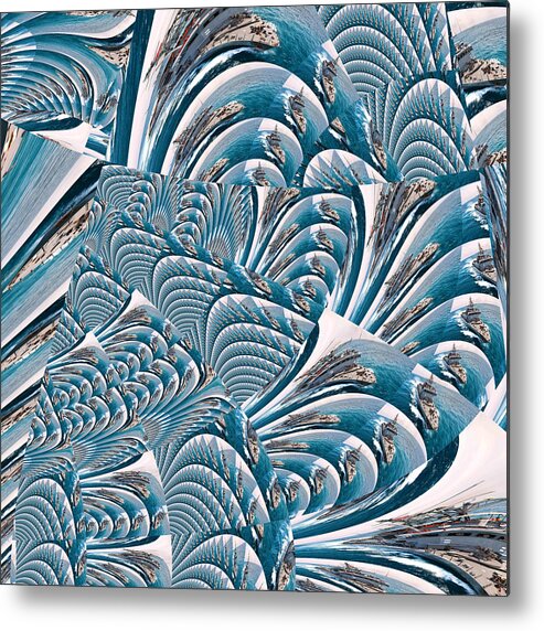 Fractal Metal Print featuring the mixed media Indigo Sea Mother Shuffle by Stephane Poirier
