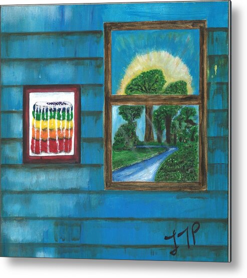 Window Metal Print featuring the painting Inside Outside by Esoteric Gardens KN