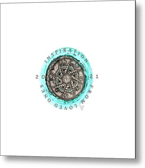 Mandala Metal Print featuring the mixed media Inspiration from Loved Ones Teal Mandala by Brenna Woods