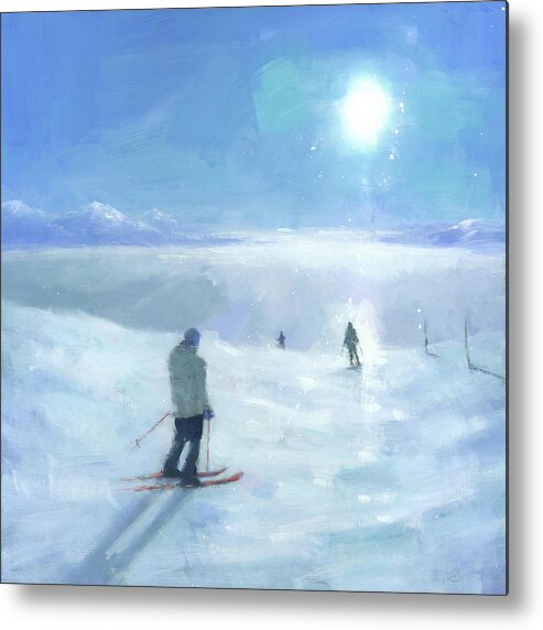 Ski Metal Print featuring the painting Islands in the Cloud by Steve Mitchell