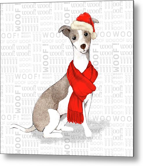 Italian Greyhound Metal Print featuring the digital art Italian Greyhound Christmas by Doreen Erhardt