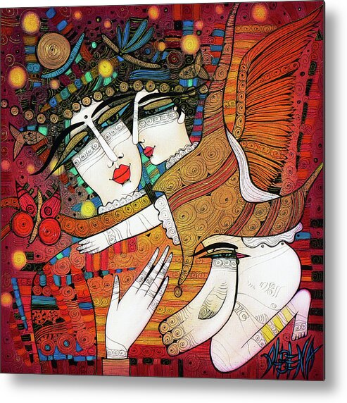 Red Metal Print featuring the painting It's A Kind Of Magic... by Albena Vatcheva