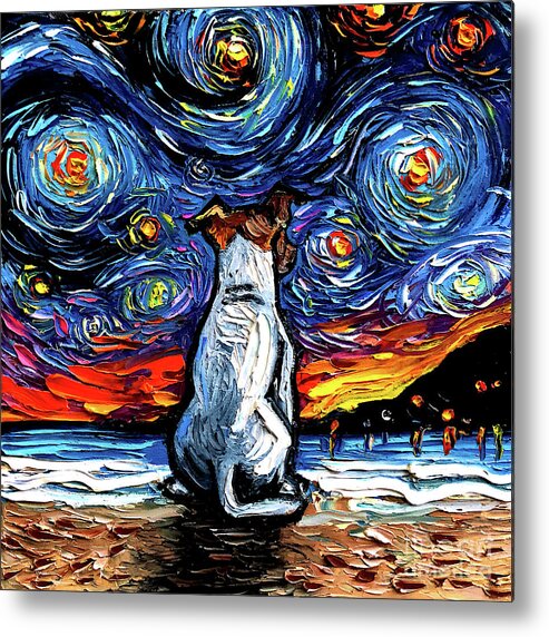 Jack Russel Terrier Metal Print featuring the painting Jack Russel Terrier Night 2 by Aja Trier