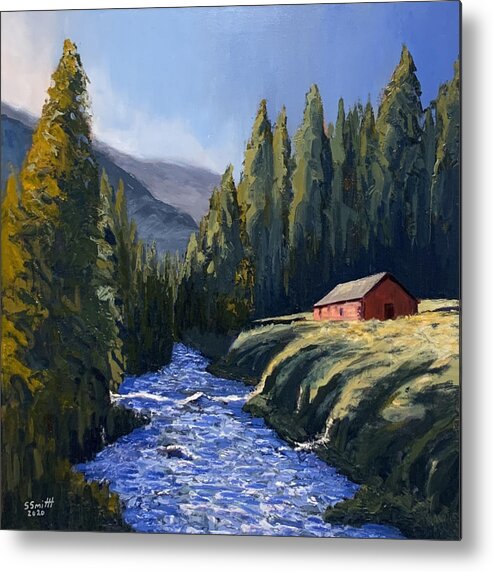 Stream Metal Print featuring the painting Jackson Wyoming by Lisa Marie Smith