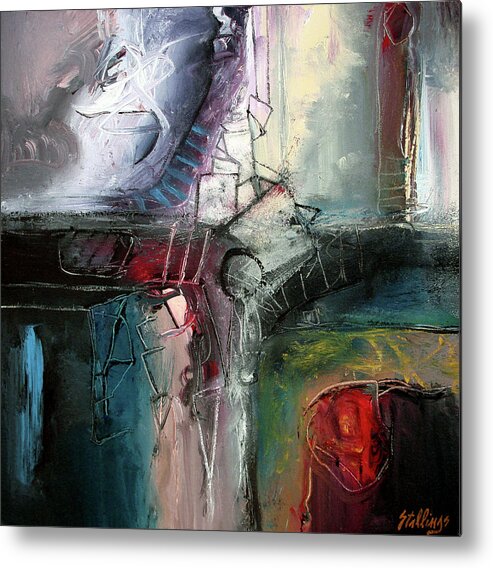 Abstract Metal Print featuring the painting Jazz Construction by Jim Stallings