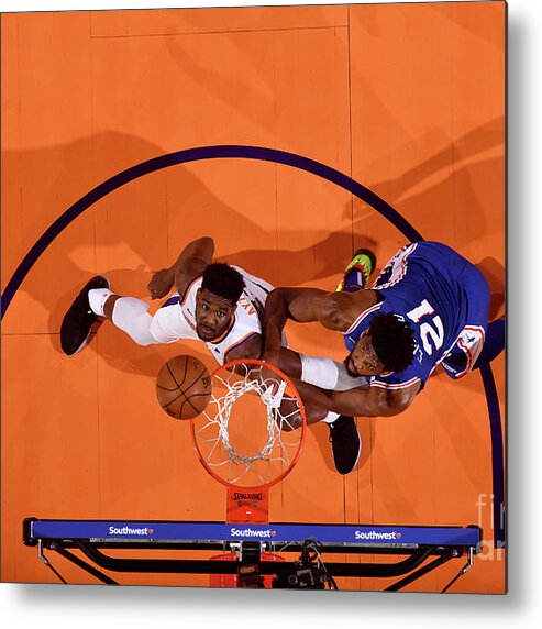 Deandre Ayton Metal Print featuring the photograph Joel Embiid by Barry Gossage
