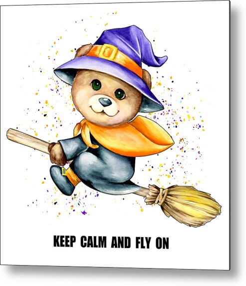 Bear Metal Print featuring the painting Keep Calm And Fly On by Miki De Goodaboom