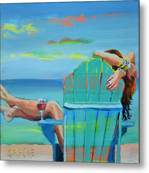 Relaxing Metal Print featuring the painting Kickin' Back by Lynee Sapere