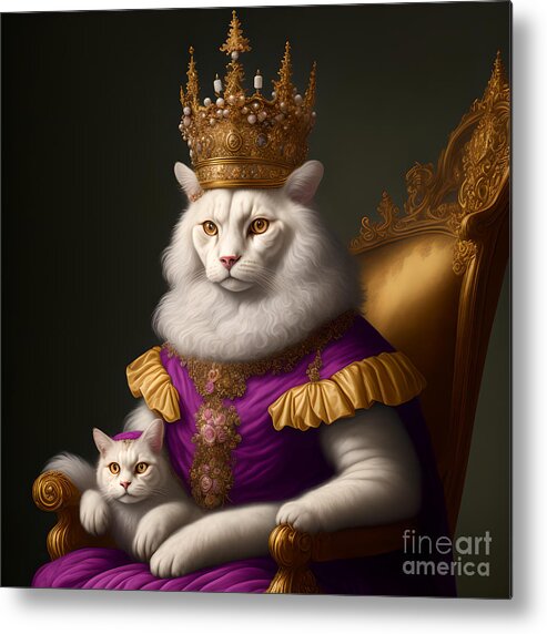 Cat Metal Print featuring the digital art King Cat And The Heir To The Throne - 1 by Philip Preston
