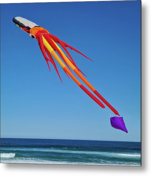 Kite; Festival; Bondi; Colourful; Colour; Beach; Beautiful; Nature; Background; Landscape; Tourism; Travel; Summer; Sun; Holidays; Sea; Surf; Swim; View; Texture; Rock; Scenery; Water; Stream; Blue; Seascape; Water; Sydney; Australia; Coast; Aerial; Shore Metal Print featuring the photograph Kite Festival No 3 by Andre Petrov