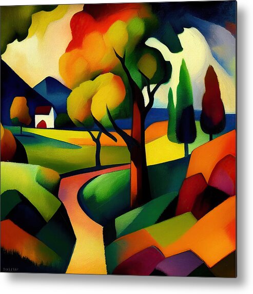 Abstract Metal Print featuring the painting Landscape Macke Style No.3 by My Head Cinema