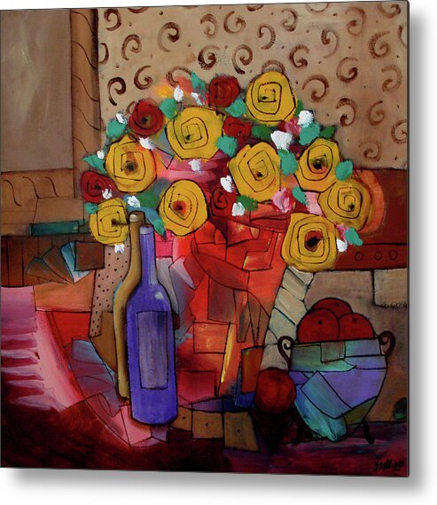 Still Life Metal Print featuring the painting LaQuinta Bouquet by Jim Stallings