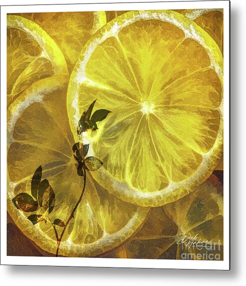 Food Metal Print featuring the digital art Lemon Slices by Deb Nakano