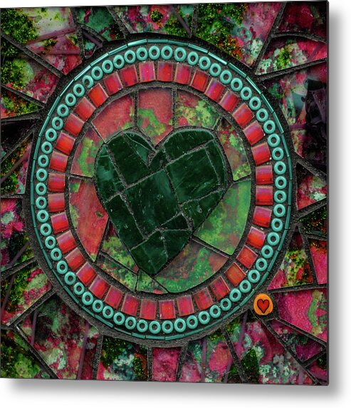 Heart Metal Print featuring the glass art Lichen by Cherie Bosela