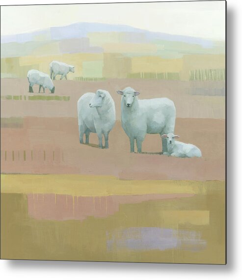Sheep Metal Print featuring the painting Life Between Seams by Steve Mitchell