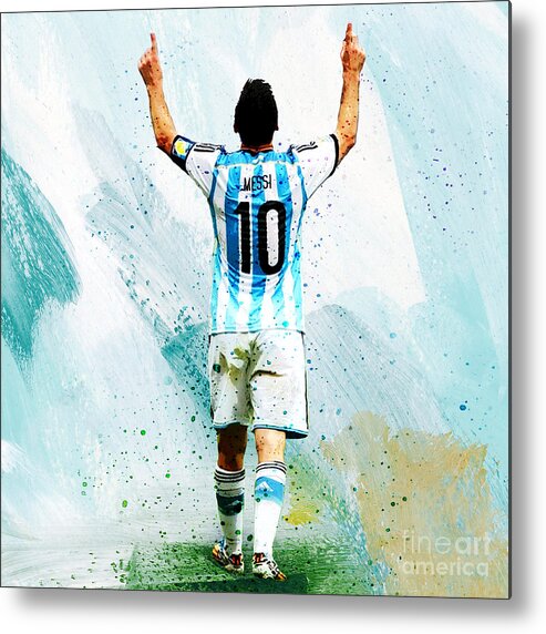 Messi Metal Print featuring the painting Lionel Messi 92ui by Gull G