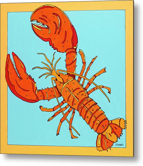 Lobster Seafood Metal Print featuring the painting Lobster by Mike Stanko