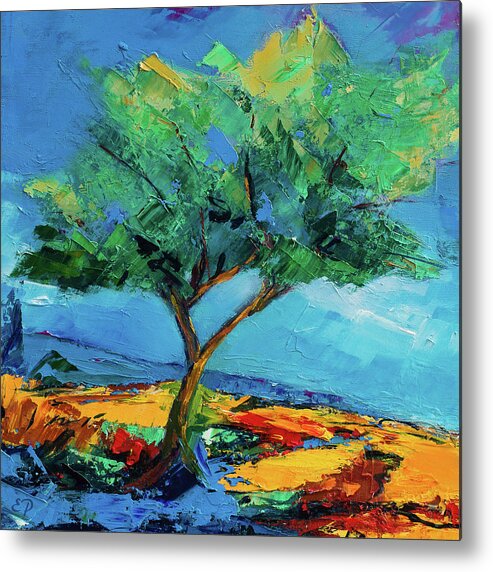 Landscape Metal Print featuring the painting Lonely Olive Tree by Elise Palmigiani