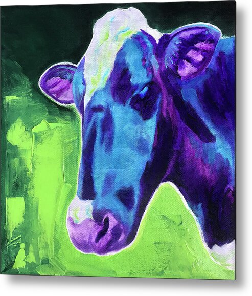 Cow Metal Print featuring the painting Luna in Green by Dawg Painter