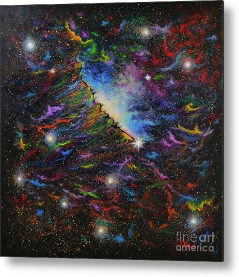 Abstract Metal Print featuring the painting Magnificent Nebula by Sudakshina Bhattacharya