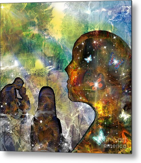 Abstract Art Metal Print featuring the mixed media Making Peace With The Past by Diamante Lavendar