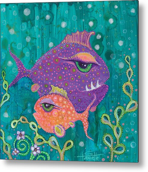 Fish School Metal Print featuring the painting Fish School by Tanielle Childers