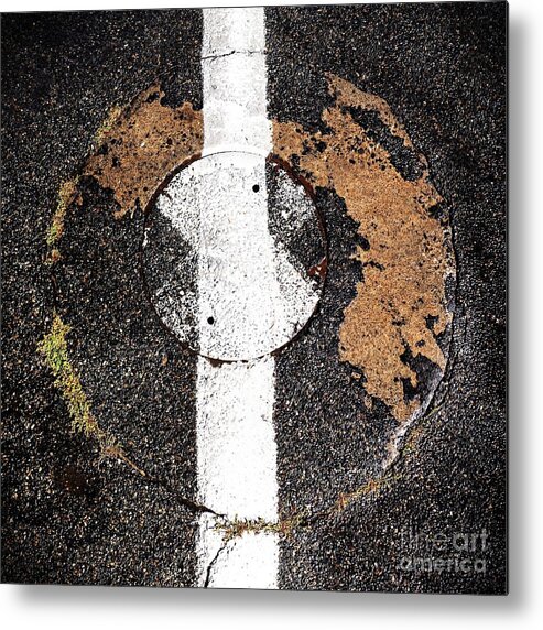 Abstract Metal Print featuring the photograph Man Hole Cover Totem by Dutch Bieber