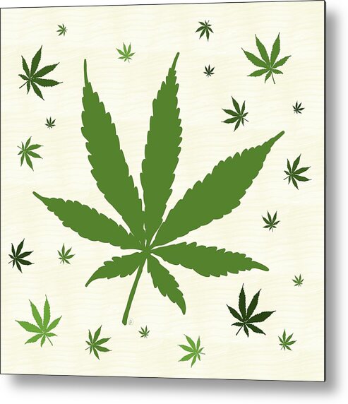 Cannabis Metal Print featuring the digital art Marijuana Leaf Art by Angie Tirado