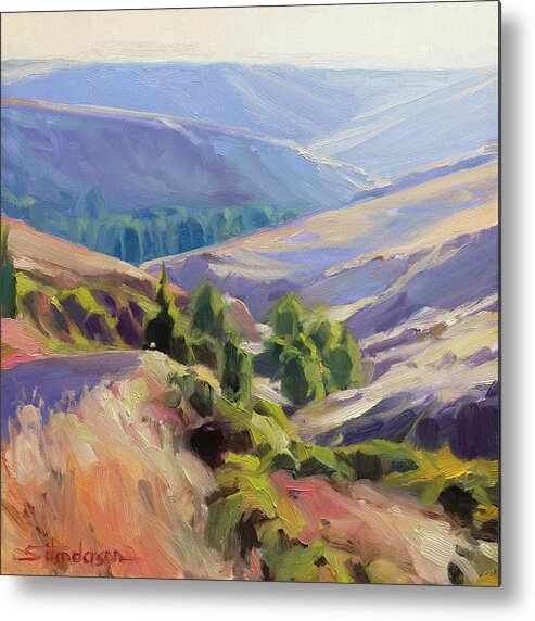 Landscape Metal Print featuring the painting Meandering Landscape by Steve Henderson