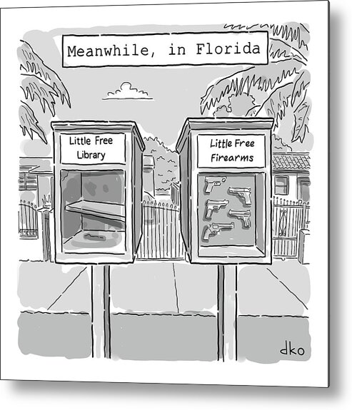 Captionless Metal Print featuring the drawing Meanwhile In Florida by David Ostow
