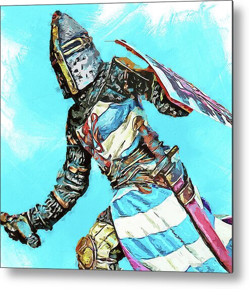 Medieval Infantryman Metal Print featuring the painting Medieval Infantryman - 03 by AM FineArtPrints