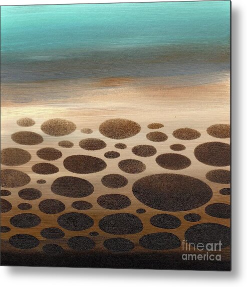 River Pebbles Metal Print featuring the painting Meditative River Bottom by Donna Mibus