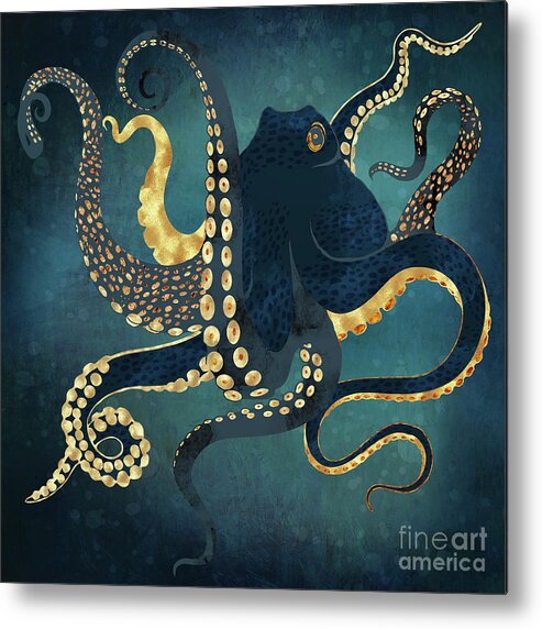 Metallic Metal Print featuring the digital art Metallic Octopus IV by Spacefrog Designs