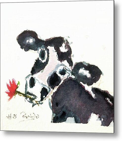 Cow Metal Print featuring the painting Mini Cow 8 by Roxy Rich