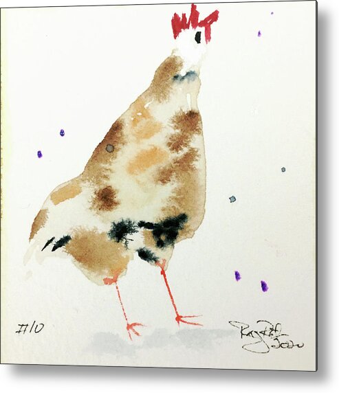 Whimsical Metal Print featuring the painting Mini Rooster 10 by Roxy Rich